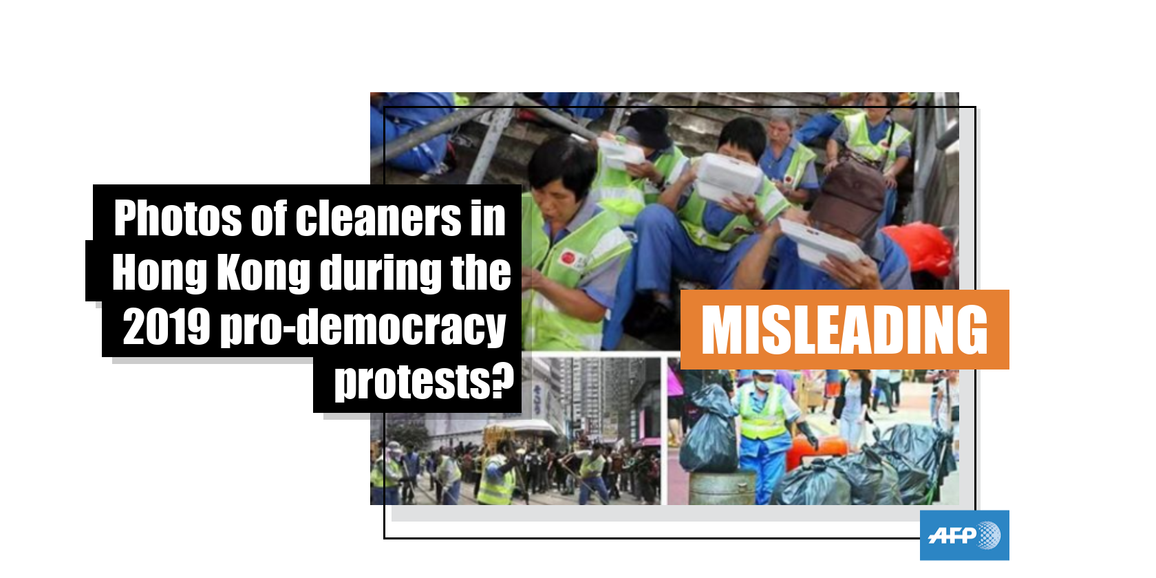These are old photos of cleaners captured before the 2019 prodemocracy protests in Hong Kong