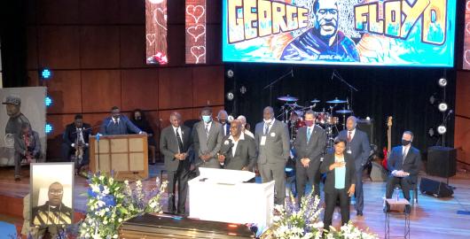 George Floyd's family speak during a memorial service for Floyd on June 4, 2020, at North Central University's Frank J. Lindquist Sanctuary in Minneapolis, Minnesota.