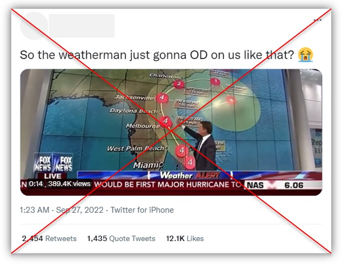 Ahead of Hurricane Ian, tweets misleadingly circulate old forecast