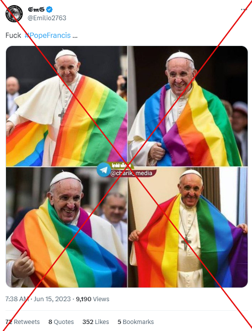 Images of Pope Francis wearing pride flag are AI generated Fact Check
