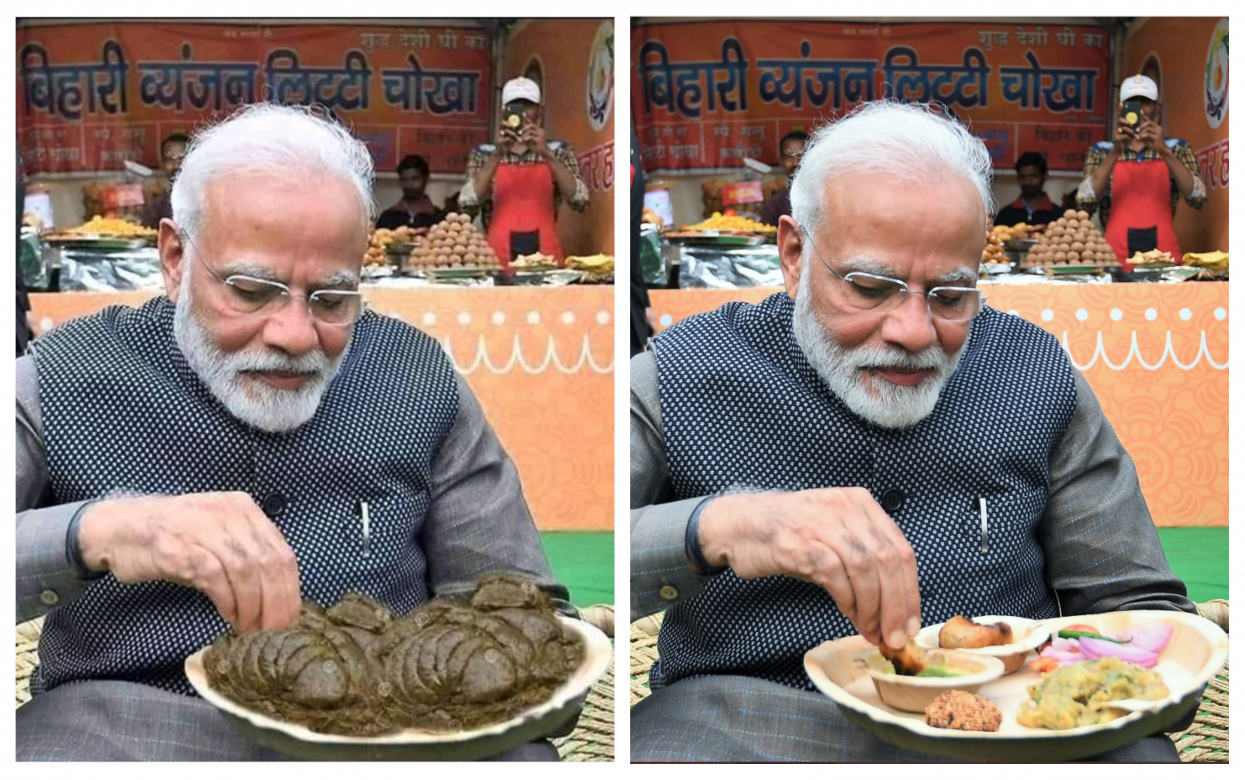 This photo has been doctored from an image of Narendra Modi eating ...