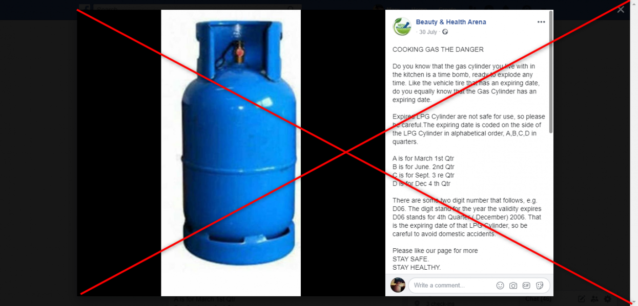 Gas cylinders don’t have expiry dates printed on them Fact Check