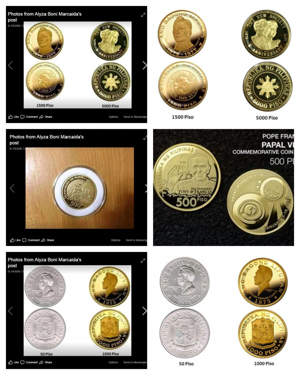These photos show new generation and commemorative coins in the