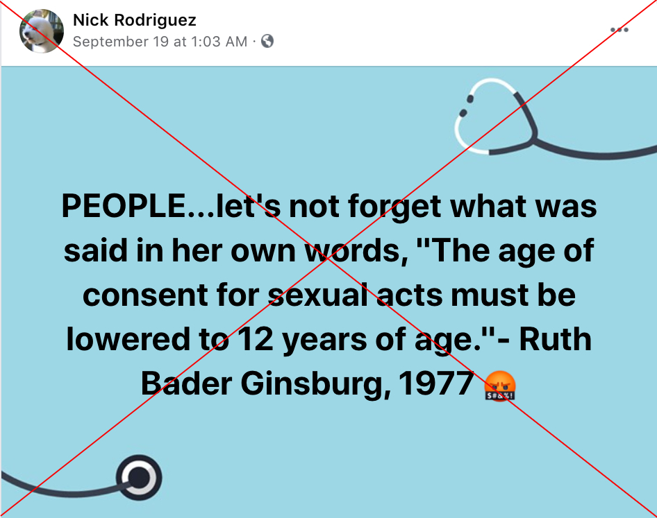 Justice Ginsburg Did Not Advocate Lowering Age Of Consent To 12 Fact Check 8145