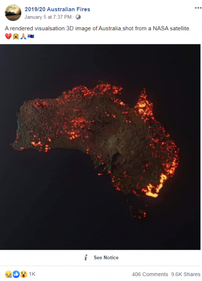 This Virtual Image Of The Australian Bushfires Was Created Using Nasa Data It S Not A Satellite Photo Fact Check