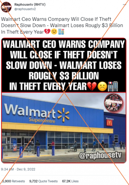 Walmart may close stores, increase prices due to theft, CEO says