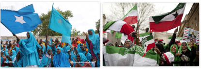 Somaliland and Somalia flag-waving women