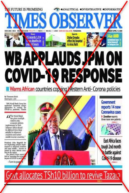 The World Bank Did Not Praise Tanzania S Anti Coronavirus Policies Fact Check