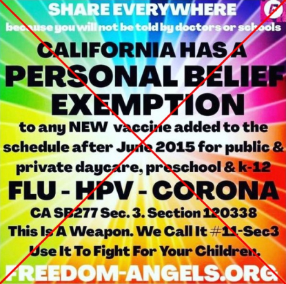 No Personal Belief Loophole In California School Vaccination Requirements Fact Check No Personal Belief Loophole In California School Vaccination Requirements Fact Check