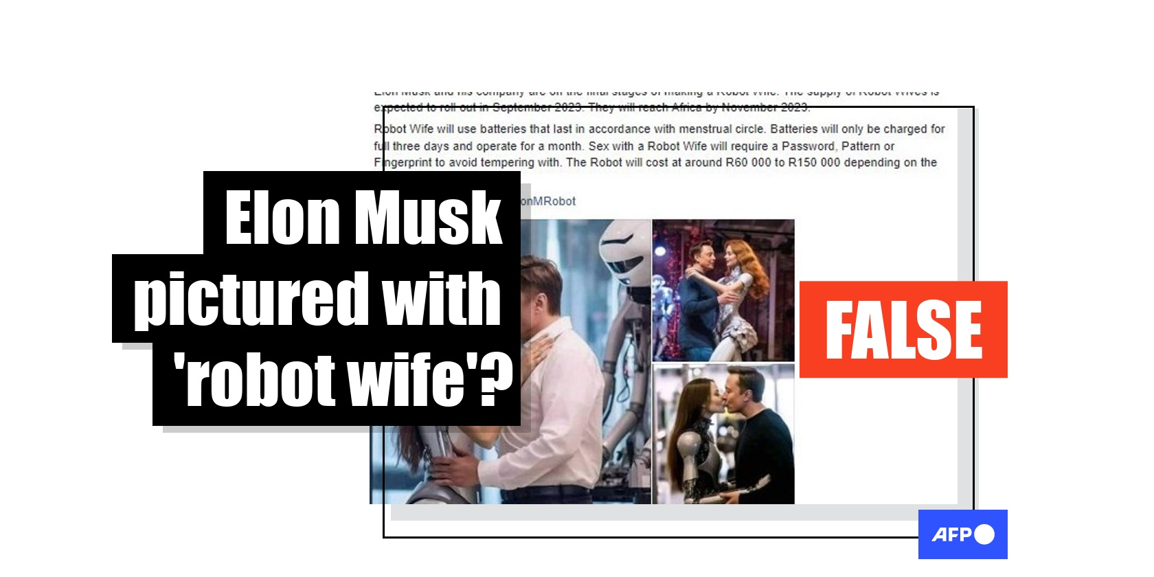 Computer-generated image does not show Elon Musk with robot wife Fact Check pic