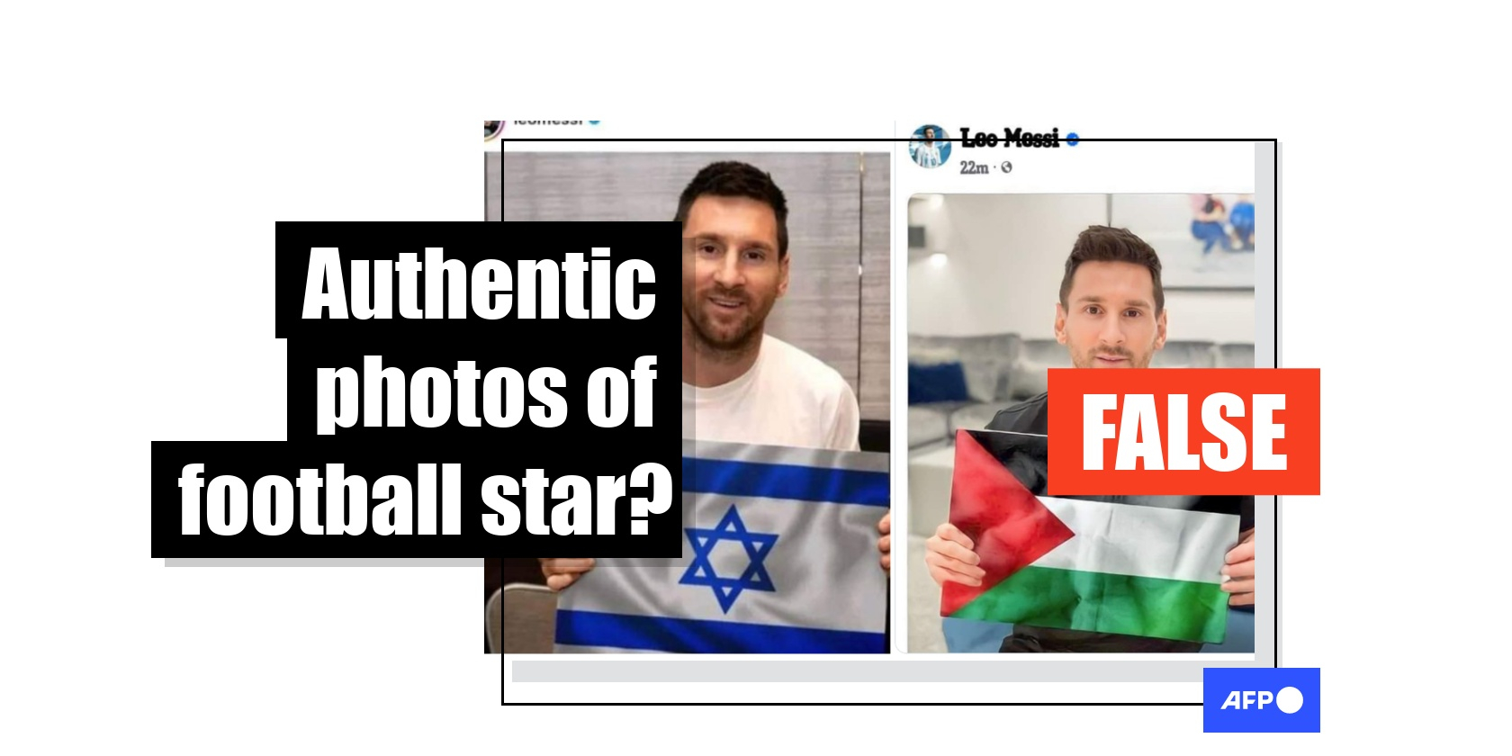Images of Lionel Messi holding Israeli, Palestinian flags are altered