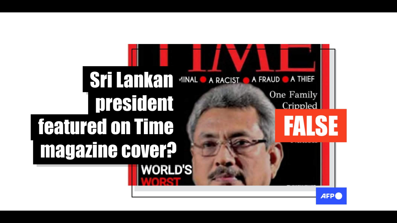 TIME magazine’s purported cover featuring the Sri Lankan president is not genuine, the magazine says